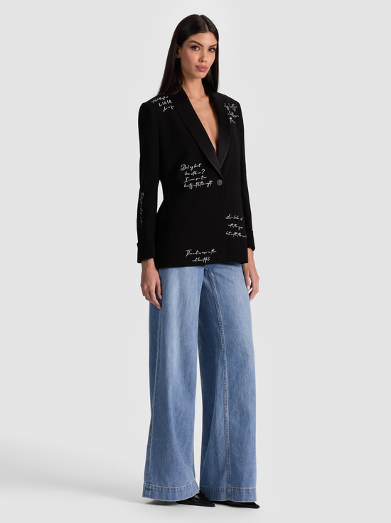 BLACK/OFF WHITE-IVAN EMBROIDERED BLAZER