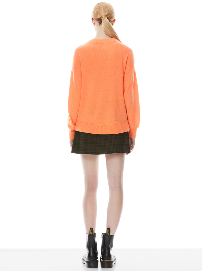 DENVER ROUND HEM SWEATER       - NEON ORANGE image 1 - Alice And Olivia