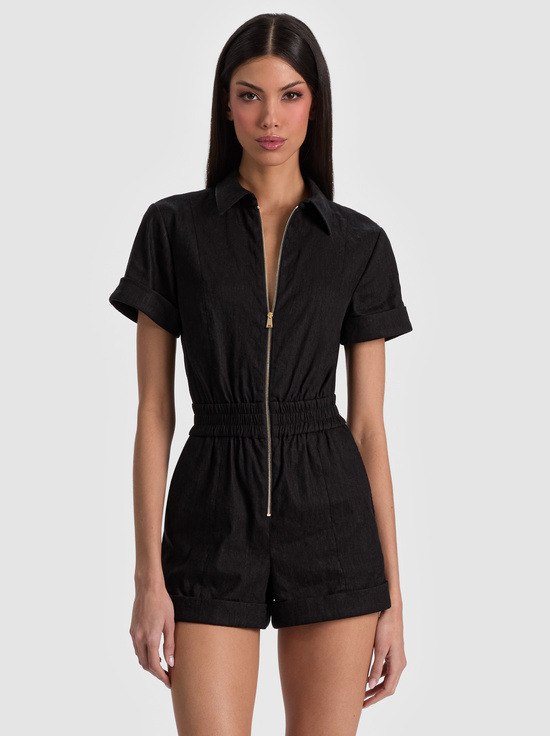 BLACK-LEVI LINEN ROMPER