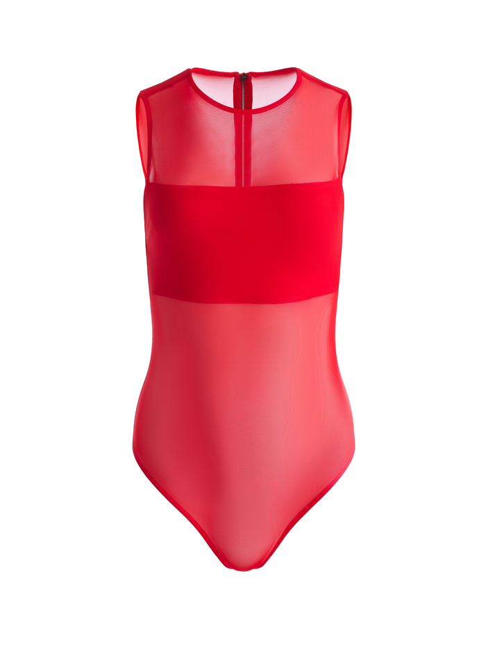 BANDEAU SLEEVELESS BODYSUIT - BRIGHT RUBY image 5 - Alice And Olivia