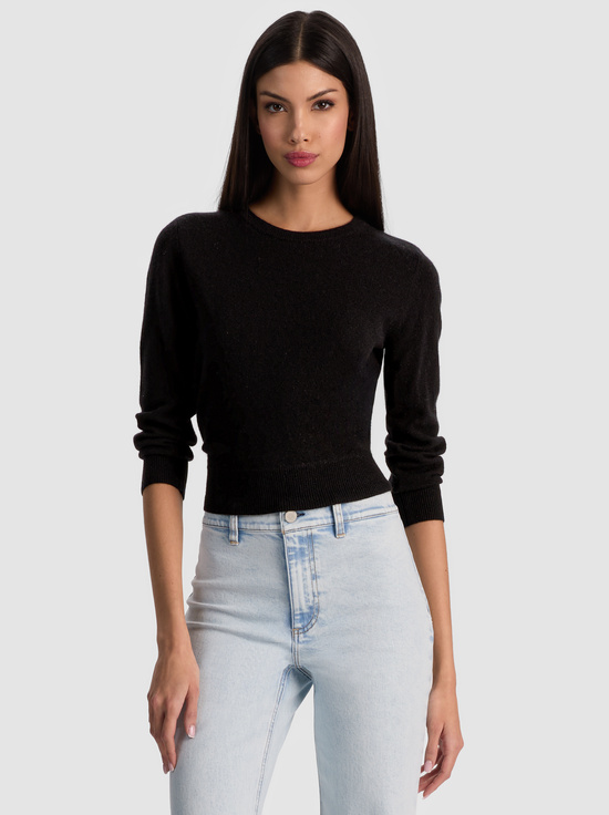 BLACK-CAROLANN CASHMERE SHRUNKEN PULLOVER
