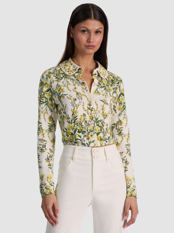 CARSON PRINTED CARDIGAN - FRESH AIR BUTTER - ALICE + OLIVIA