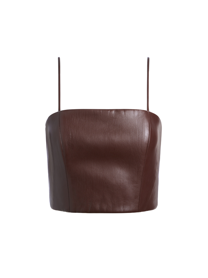 PEARLE VEGAN LEATHER BUSTIER TOP - TOFFEE image 5 - Alice And Olivia