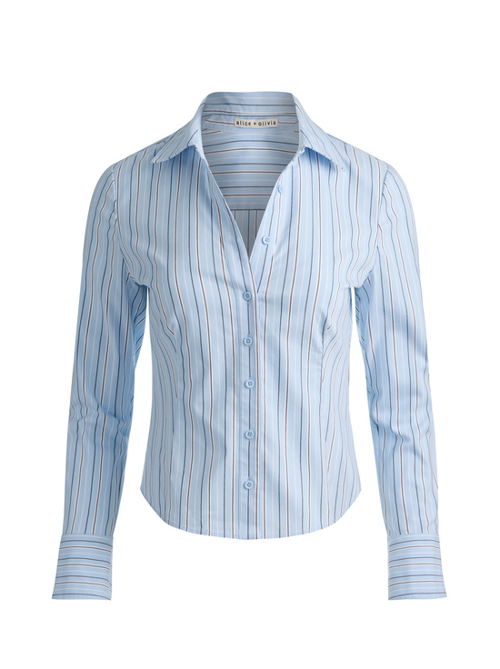 CAROLINA BLUE MULTI-FREYA BUTTON DOWN TOP