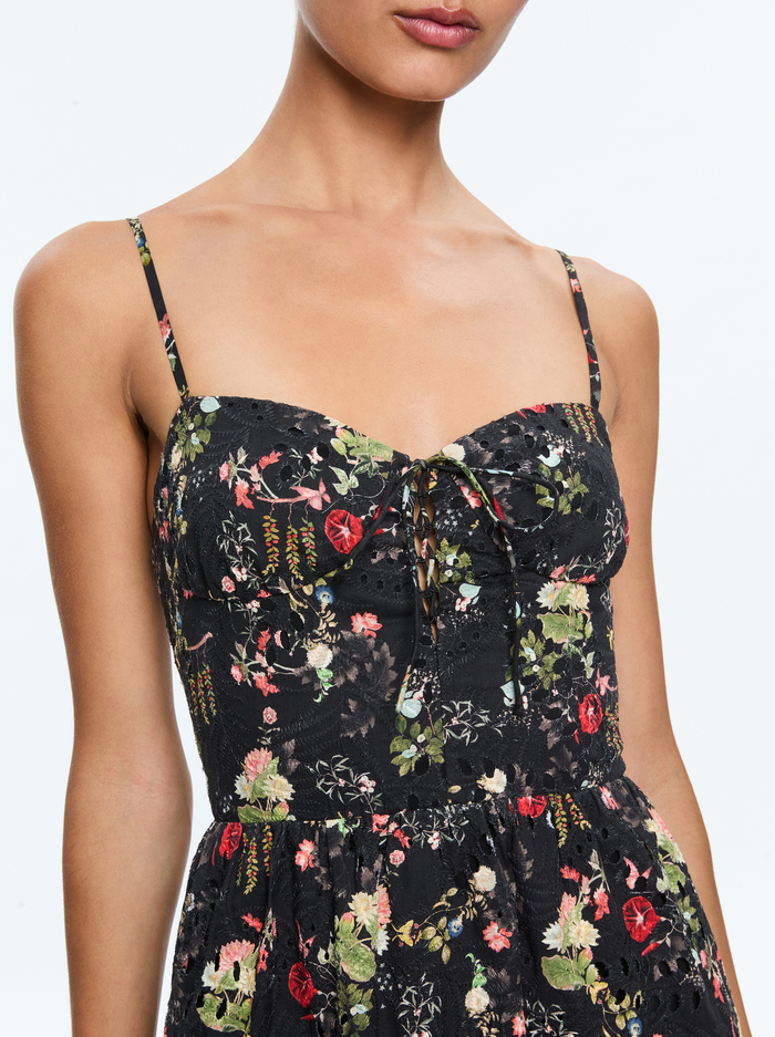 DAISY TIE FRONT TIERED RUFFLE MINI DRESS - BLUSH KISS BLACK image 1 - Alice And Olivia