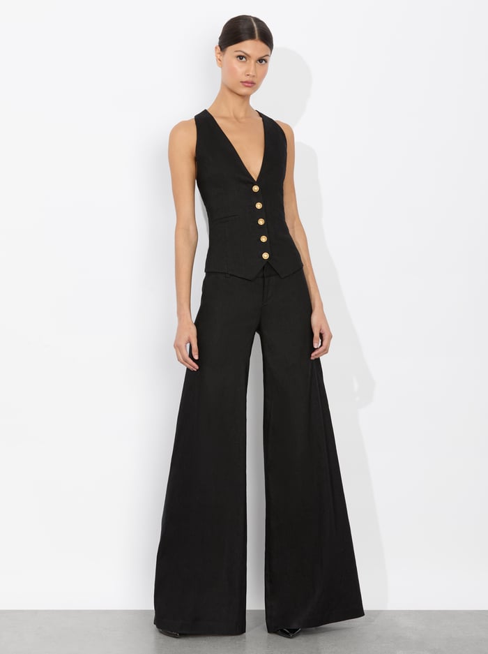 MAZIE LINEN VEST - BLACK image 4 - Alice And Olivia
