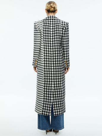 BLACK/OFF WHITE-COLLEY LONG TWEED COAT