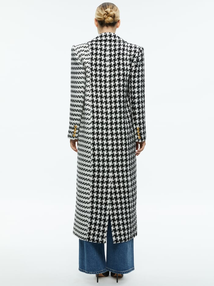 COLLEY LONG TWEED COAT - BLACK/OFF WHITE image 1 - Alice And Olivia