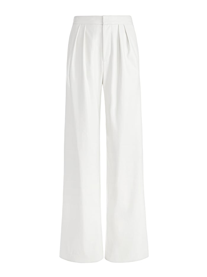 POMPEY VEGAN LEATHER HIGH WAISTED PLEATED PANT - ECRU image 5 - Alice And Olivia
