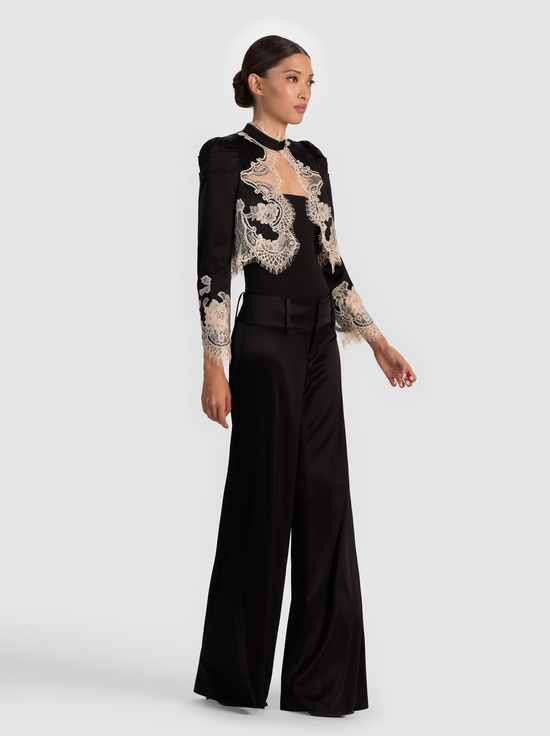 BLACK/OFF WHITE-THOMASINA LACE TRIM JACKET