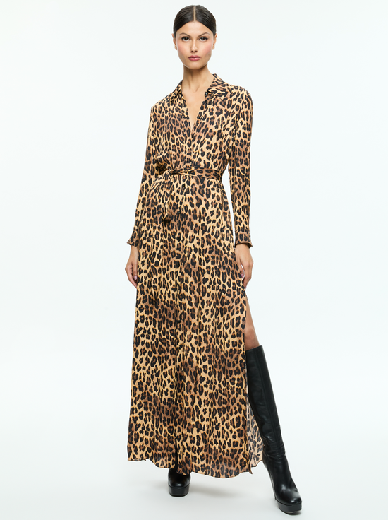 Leopard print shirt maxi dress on sale