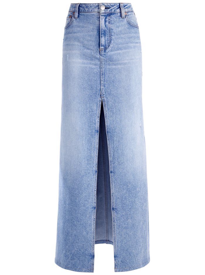 RYE HIGH WAISTED DENIM SKIRT - LIGHTNING BLUE image 4 - Alice And Olivia