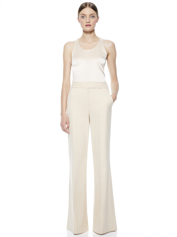 'Paula' Side Slit Ruched Hem Pants White