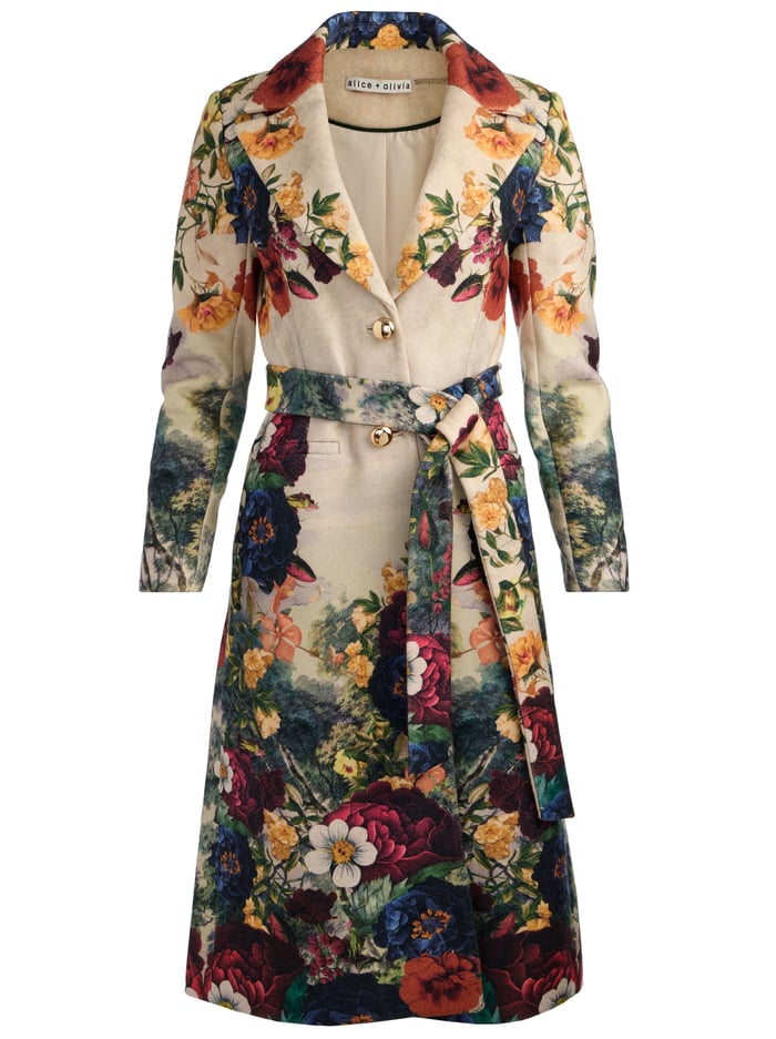 JOELLE BELTED COAT - FORBIDDEN FOREST image 5 - Alice And Olivia