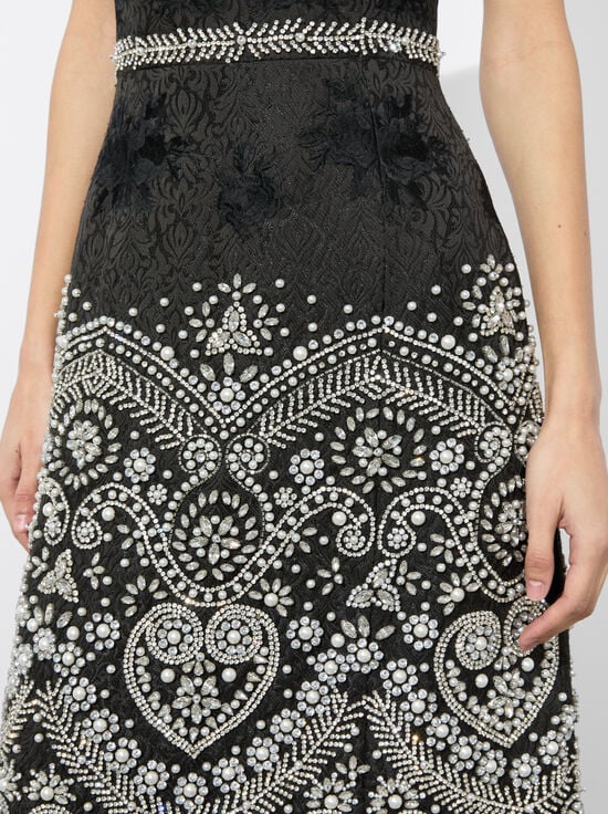 BLACK/MULTI-PAIGE MAXI GOWN