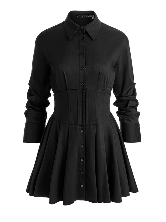 BLACK-EDIE CORSET MINI SHIRT DRESS