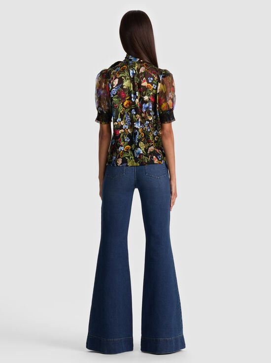SOCIAL HOUR BLACK-BRENTLEY PUFF SLEEVE BLOUSE