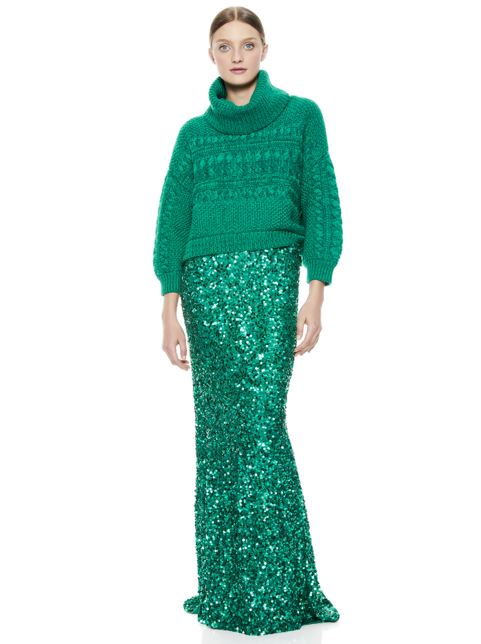 CHARITY SEQUIN GOWN SKIRT - DARK TEAL image 2 - ALICE + OLIVIA