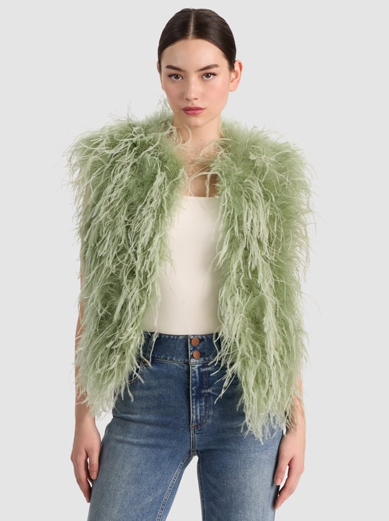 SAGE-CHANDA SHORT FEATHER VEST