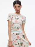 CINDY PICKLEBALL CROPPED TEE - MORNINGSIDE FLORAL PISTACHIO
