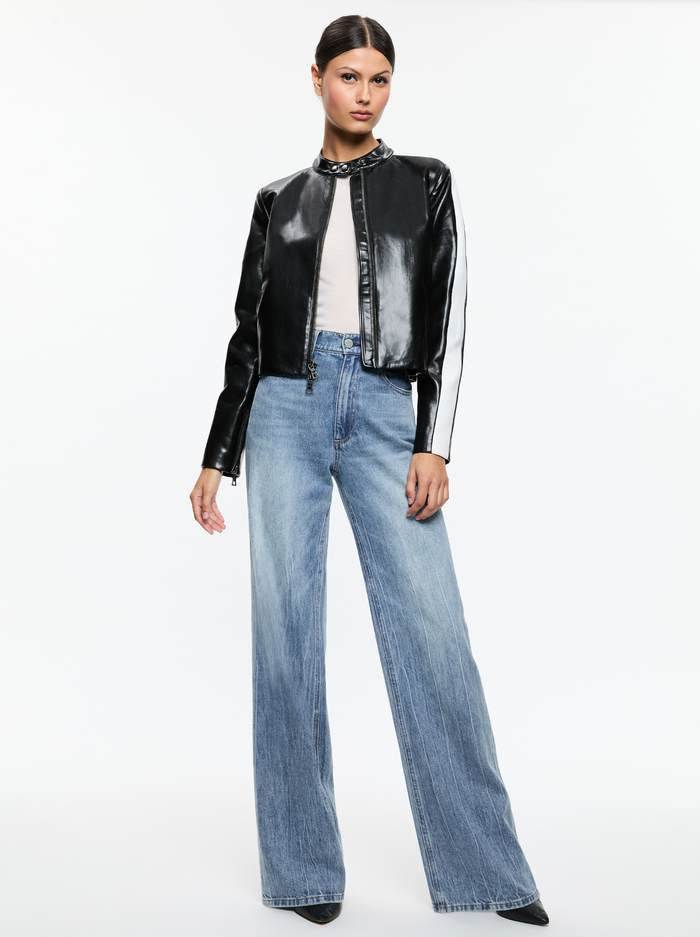 RICKIE VEGAN MOTO JACKET - BLACK image 1 - Alice And Olivia