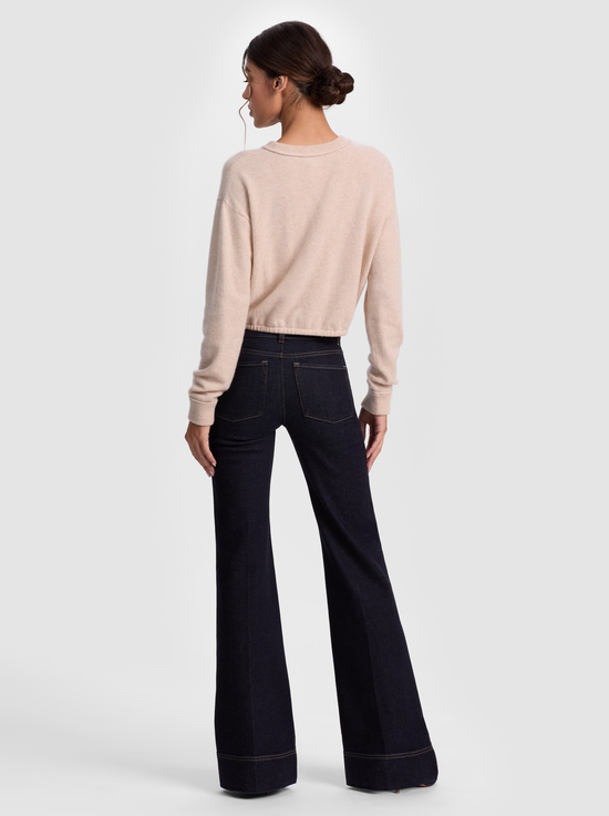 OATMEAL HEATHER-BERNETTA CROPPED DRAWSTRING PULLOVER