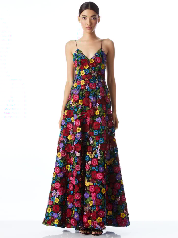 DOMENICA EMBELLISHED BALL GOWN - MULTI - Alice And Olivia