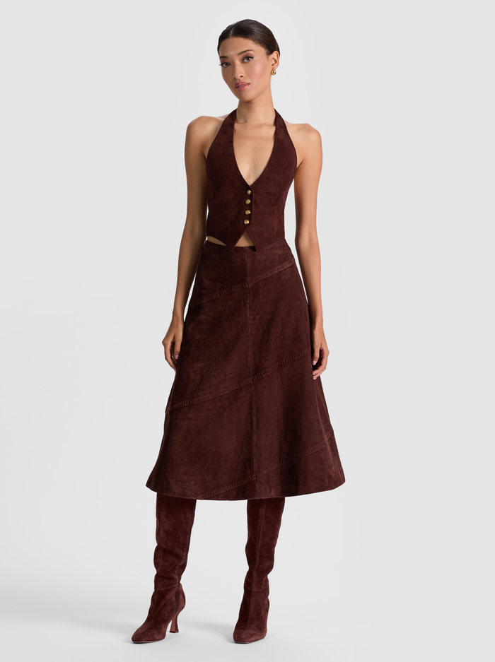 CROSBY SUEDE VEST - DARK CHOCOLATE image 1 - Alice And Olivia