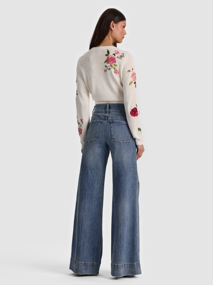 DOLLIE EMBROIDERED CARDIGAN - GARDEN GOSSIP OFF WHITE image 3 - ALICE + OLIVIA