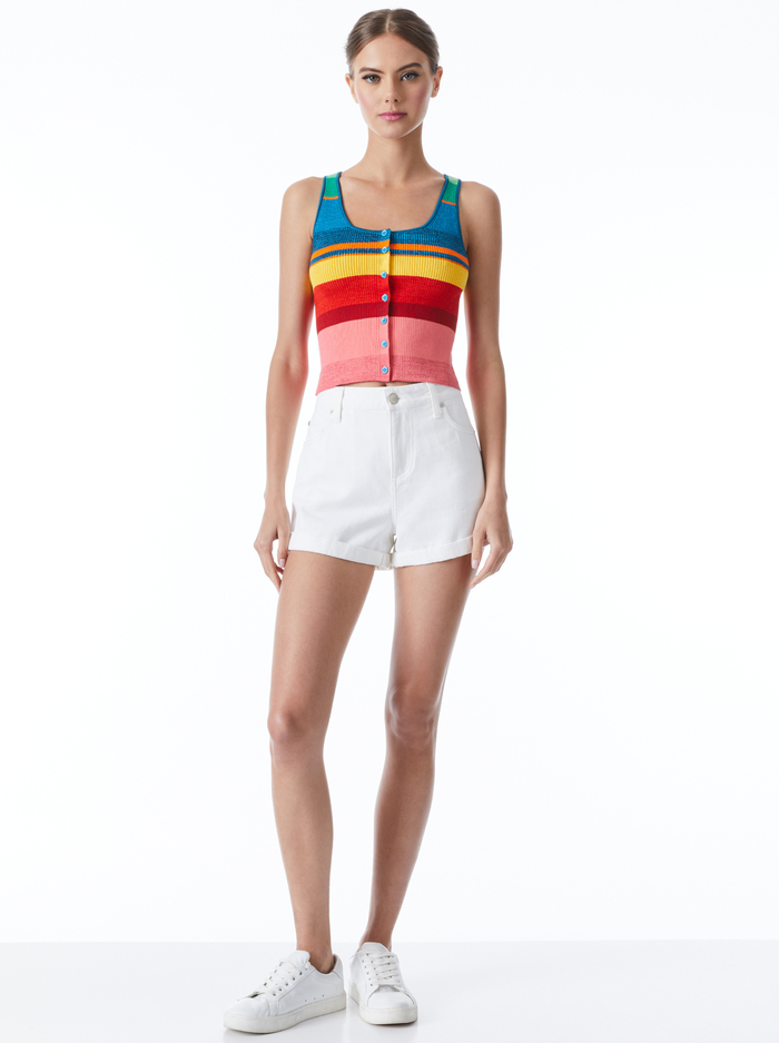 DARYN BUTTON CROPPED TANK - MULTI image 2 - Alice And Olivia