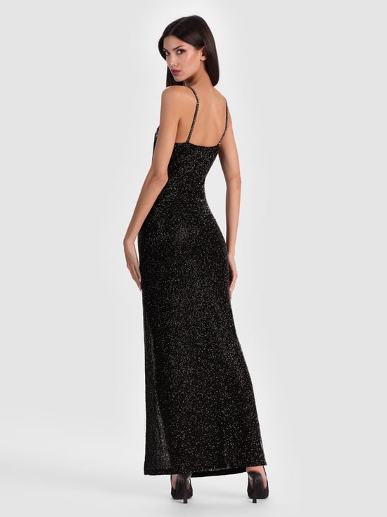 BLACK-NINA EMBELLISHED MAXI DRESS