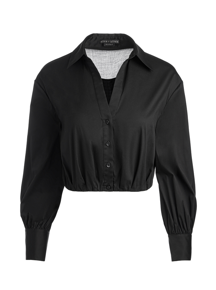 TRUDY CROPPED BUTTON DOWN - BLACK image 5 - Alice And Olivia