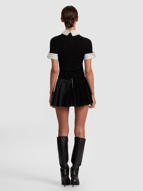 BLACK/SOFT WHITE-ASTER COLLARED PULLOVER