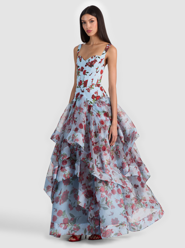 DOROTHEA PRINTED BALLGOWN - AMERICAN BEAUTY CAROLINA BLUE image 5 - ALICE + OLIVIA