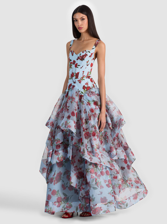 AMERICAN BEAUTY CAROLINA BLUE-DOROTHEA PRINTED BALLGOWN