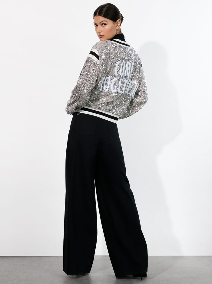 A+O X THE BEATLES KERI VARSITY JACKET - SILVER/WHITE image 4 - Alice And Olivia