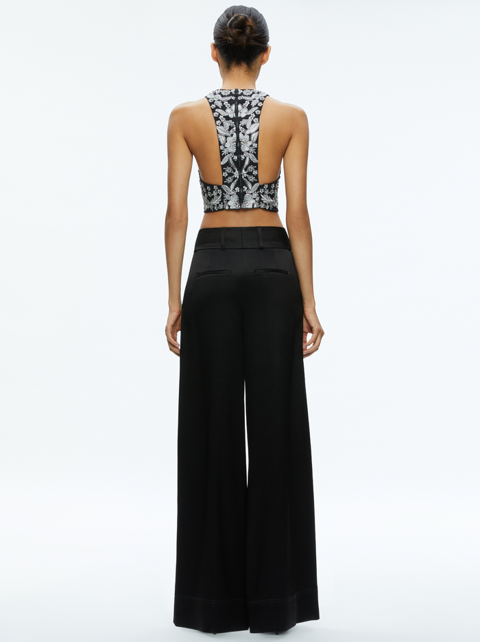 TRU RACER BACK FITTED CROP TOP - BLACK/SILVER image 1 - Alice And Olivia