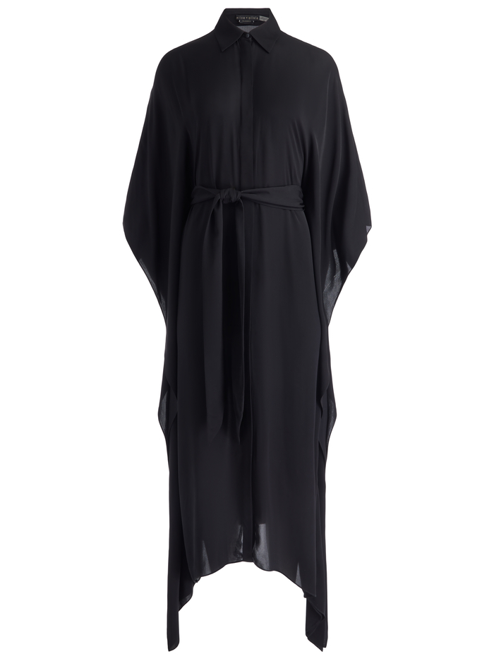 DEANNE MIDI SHIRTDRESS WITH BELT - BLACK image 5 - Alice And Olivia