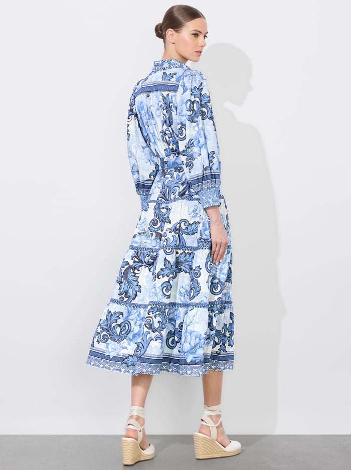 GENEVA MIDI DRESS - SCROLL SYMPHONY image 2 - Alice And Olivia