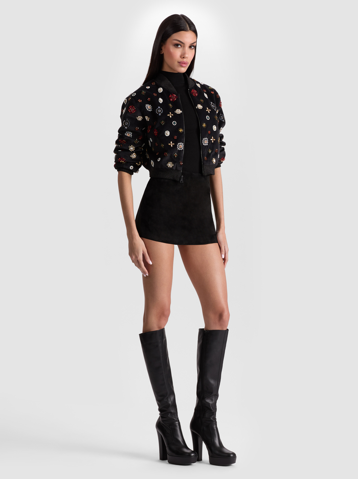 JACKIE EMBELLISHED BOMBER JACKET - BLACK/MULTI image 4 - Alice And Olivia