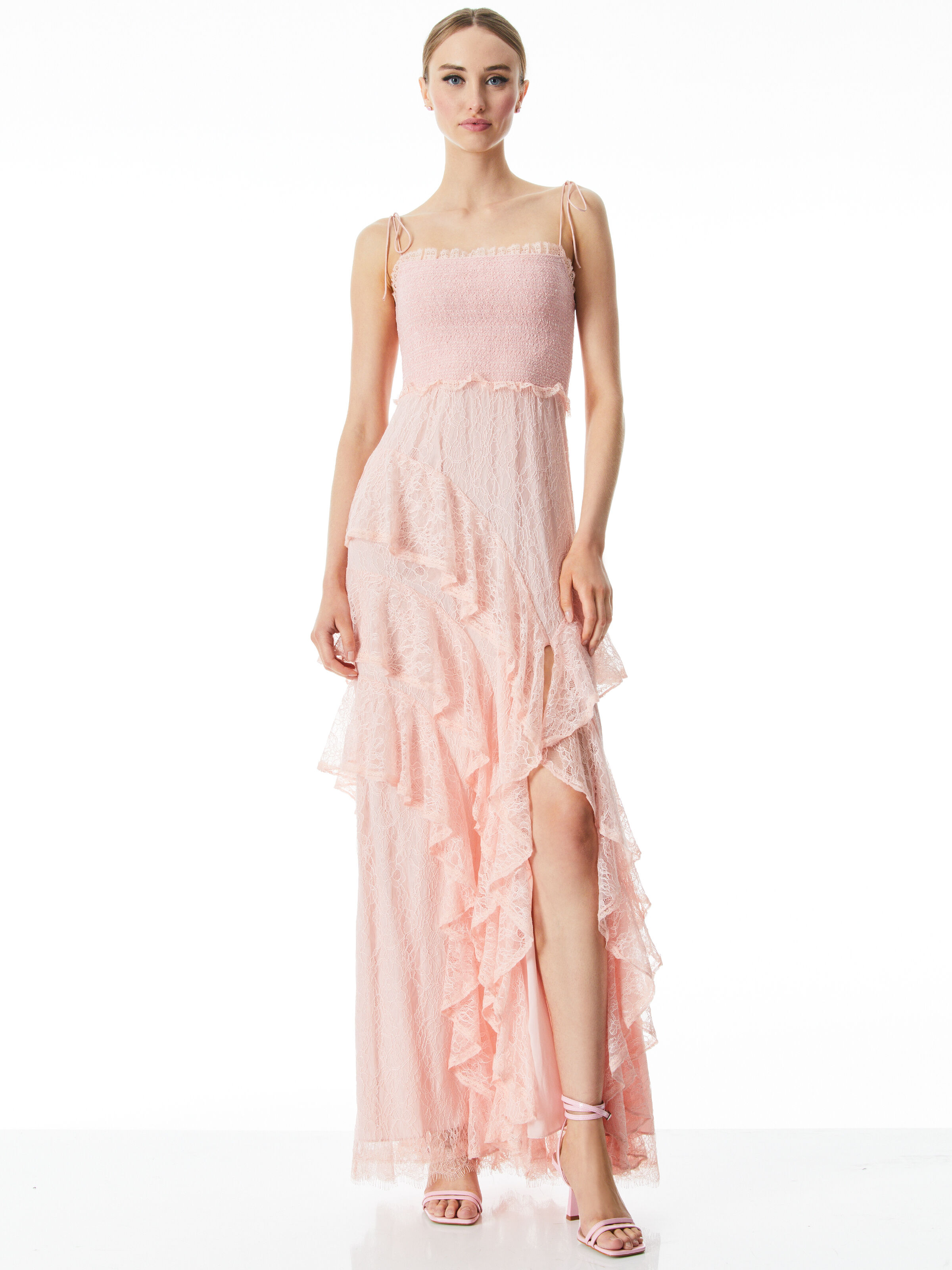 Jocelyn Ruffle Maxi Dress In English Rose Alice Olivia