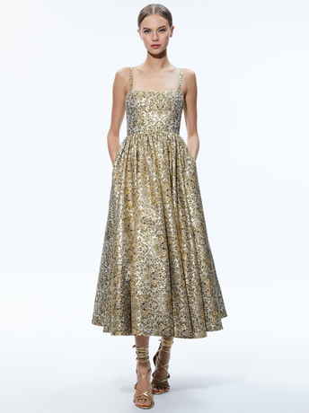 CHAMPAGNE MULTI-FAY MIDI DRESS