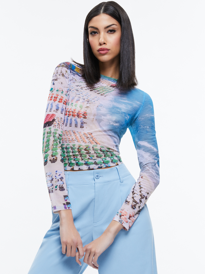 DELAINA MESH TOP - WHISPERING WAVES - Alice And Olivia
