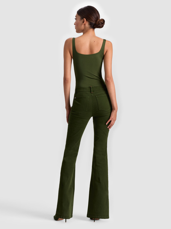 DARK OLIVE-EVE ZIP FRONT BODYSUIT