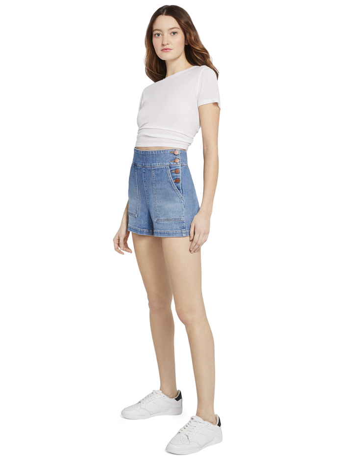 DONALD HIGH RISE BUTTON SHORT - NOT YOURS image 4 - Alice And Olivia