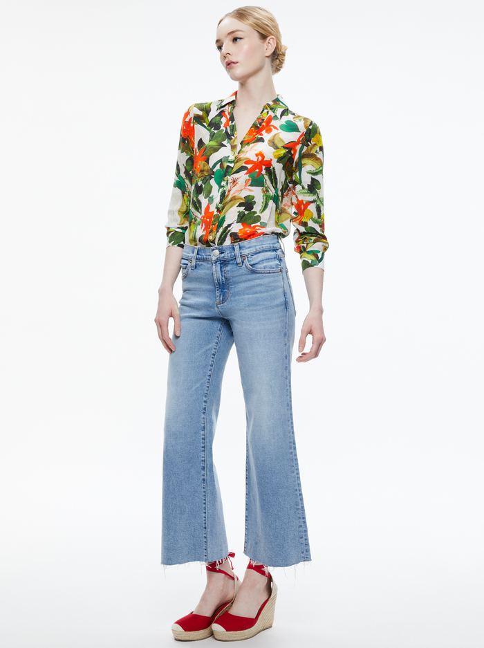 ELOISE BUTTON DOWN - TROPICAL SUNRISE OFF WHITE image 2 - Alice And Olivia
