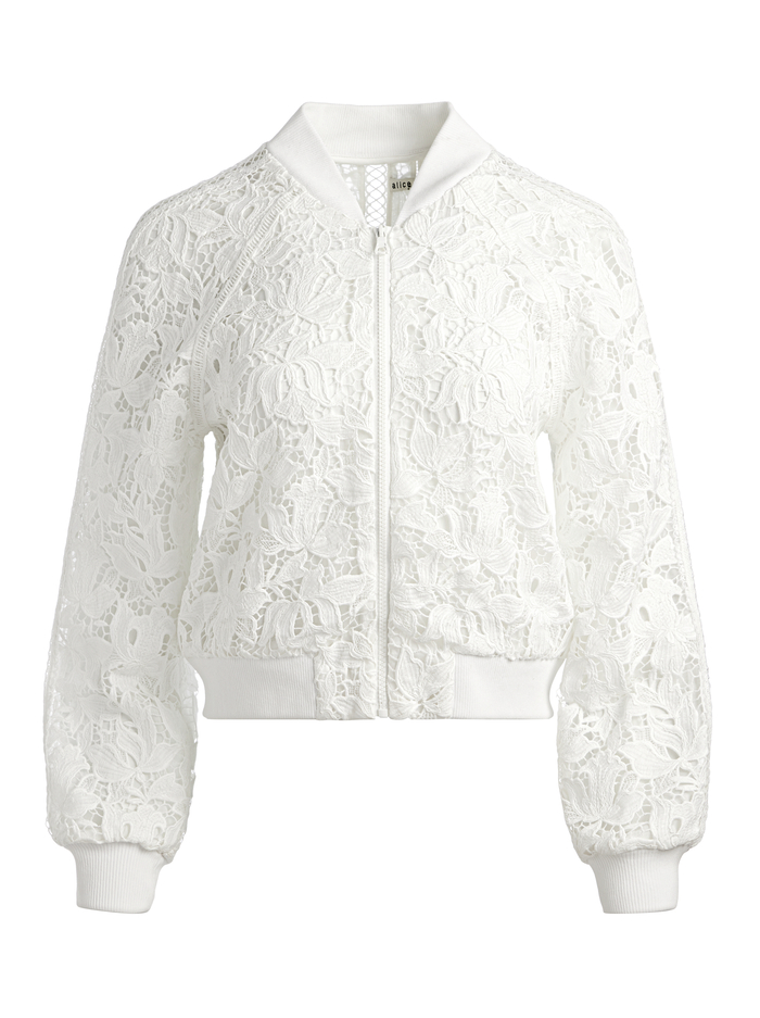 RUSSIE LACE BOMBER JACKET - OFF WHITE image 5 - Alice And Olivia