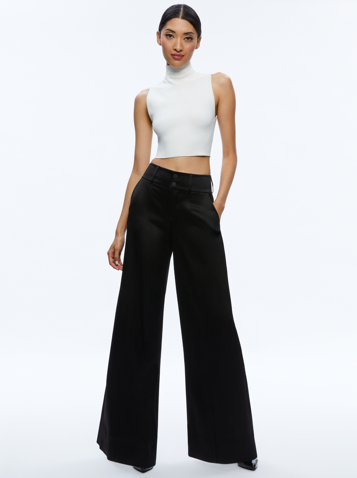 MAME HIGH RISE WIDE LEG PANT - BLACK image 2 - Alice And Olivia