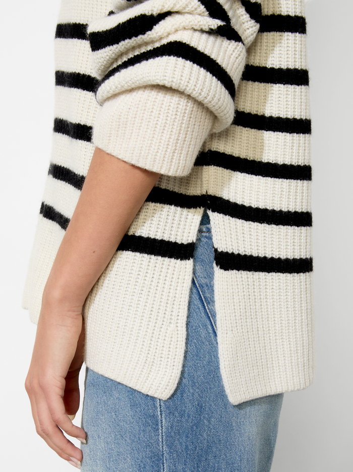 HAROLD STRIPED PULLOVER - ECRU/BLACK image 4 - ALICE + OLIVIA
