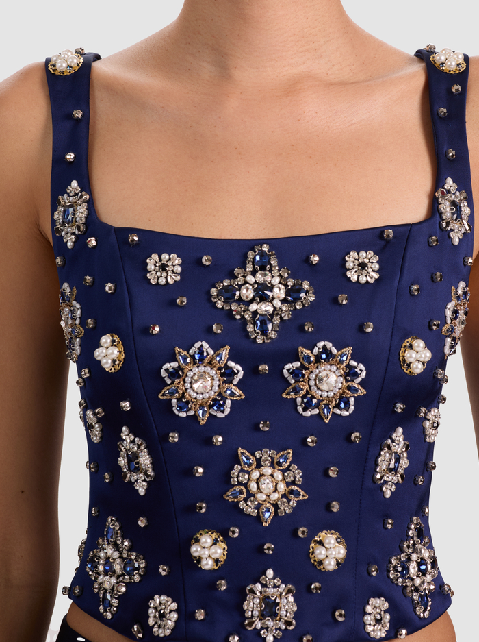 LILLIANA EMBELLISHED CORSET TOP - MIDNIGHT BLUE image 4 - Alice And Olivia